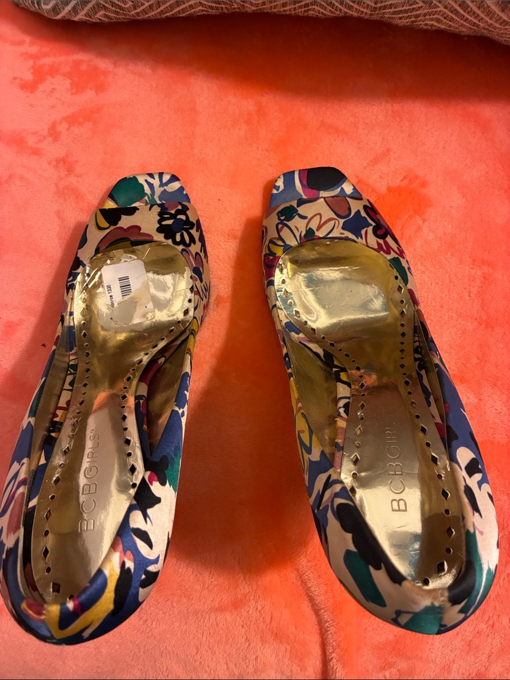 Last Chance BCBGirls Multicolor Floral Peep-Toe Heels - Picture 6 of 15